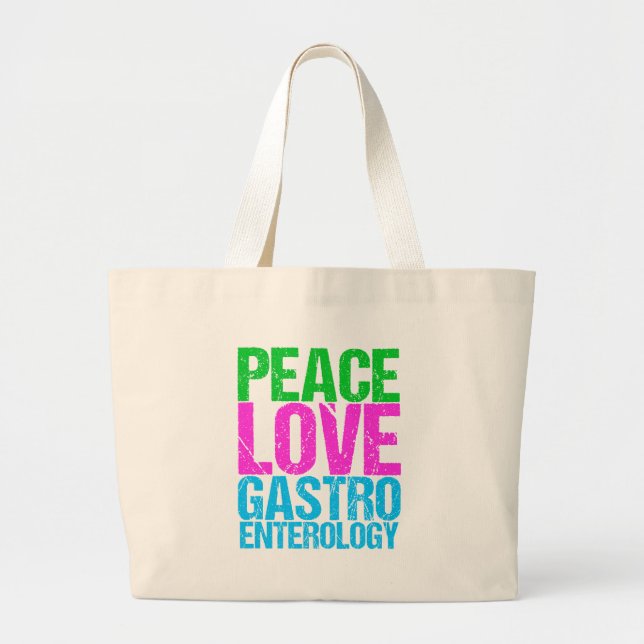 Peace Love Gastroenterology Large Tote Bag (Front)