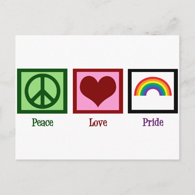 Peace Love Gay Pride Postcard (Front)