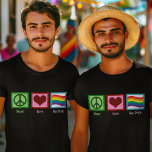 Peace Love Gay Pride Waving Rainbow Flag T-Shirt<br><div class="desc">Support gay rights with this peace sign,  heart,  and rainbow. A cute LGBTQ tee with a beautiful waving rainbow flag next to a pretty peace sign and heart. Pretty and colourful.</div>