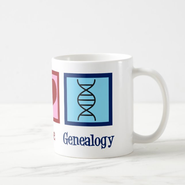 Peace Love Genealogy Cute Genealogist Coffee Mug (Right)