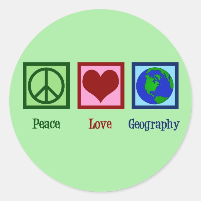 Peace Love Geography Teacher Classic Round Sticker (Front)