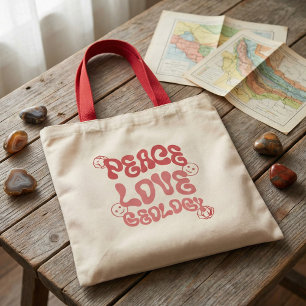 Peace Love Geology Retro Tote Bag