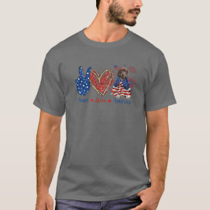 Peace Love German Shorthaired Pointer Dog Patrioti T-Shirt