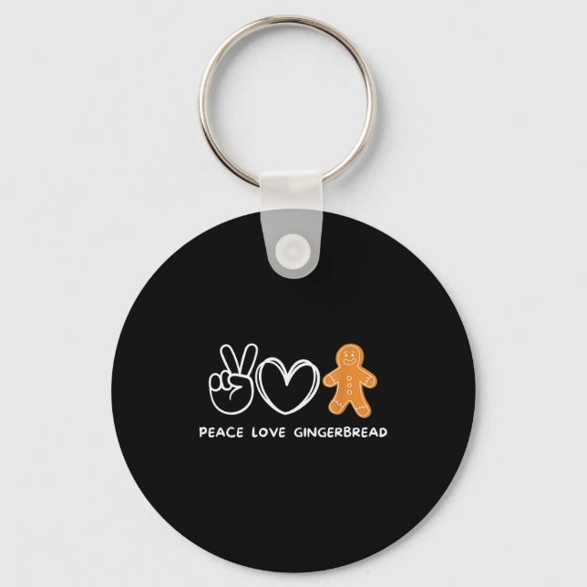 Peace, Love Gingerbread Retro Gingerbread Lover  Key Ring (Front)
