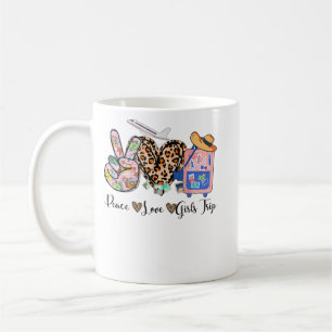 Peace Love Girls Trip Leopard Heart Luggage Raise Coffee Mug