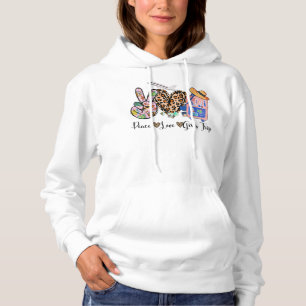 Peace Love Girls Trip Leopard Heart Luggage Raise  Hoodie