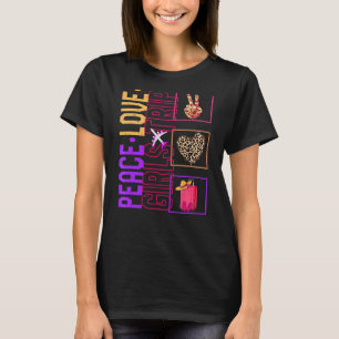 Peace Love Girls Trip Vacation Matching Leopard Ro T-Shirt