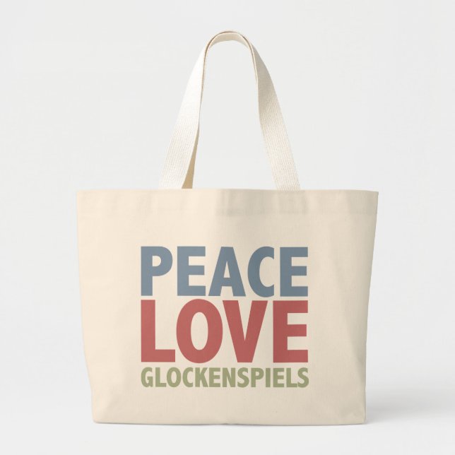 Peace Love Glockenspiels Large Tote Bag (Front)