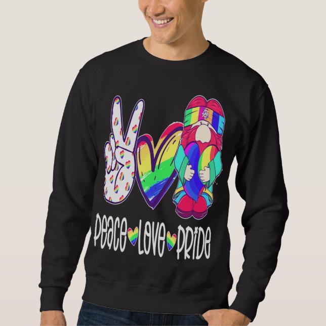 Peace Love Gnome Peace Love Gnomes Hearts Decor Sweatshirt (Front)