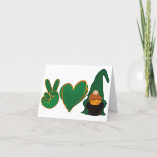 Peace Love Gnome   St Patrick's Day Sublimation Holiday Card