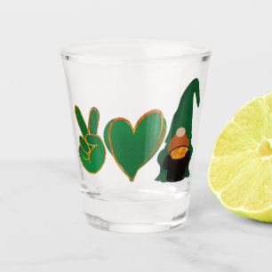 Peace Love Gnome   St Patrick's Day Sublimation Shot Glass