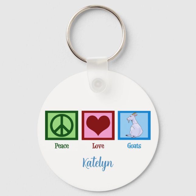 Peace Love Goats Cute Custom Key Ring (Front)