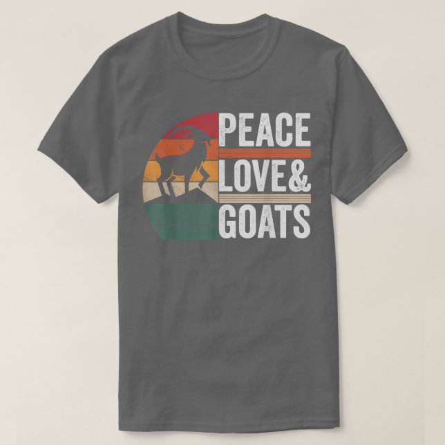 Peace Love Goats Goat Apparel Farmer Farming Retro T-Shirt (Design Front)