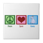 Peace Love Goats Tile<br><div class="desc">A peace sign,  heart,  and a cute goat.</div>