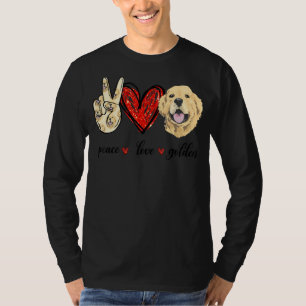Peace Love Golden Dog Golden Retriever Dad Mum T-Shirt