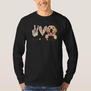 Peace Love Golden Dog Golden Retriever Dad Mum T-Shirt