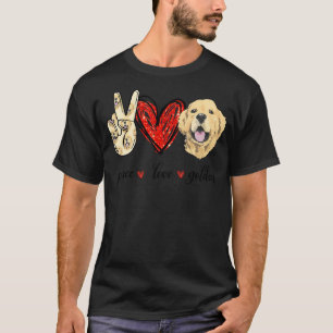Peace Love Golden Dog Golden Retriever Dad Mum T-Shirt