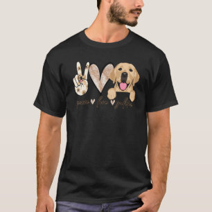 Peace Love Golden Dog Golden Retriever Dad Mum T-Shirt