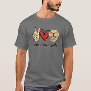 Peace Love Golden Dog Lover Golden Retriever Dad M T-Shirt