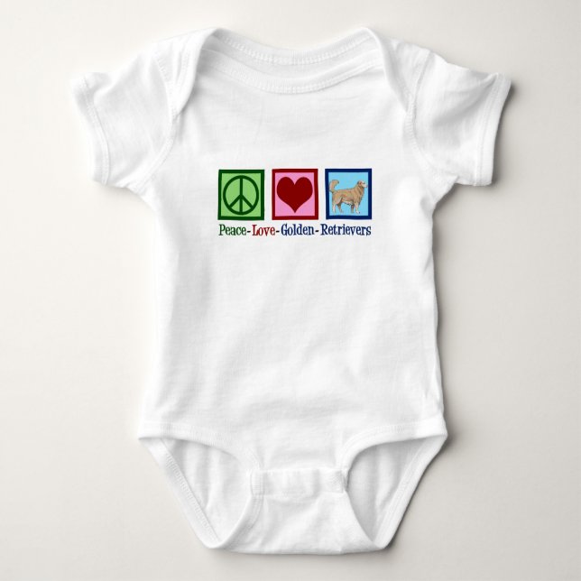 Peace Love Golden Retriever Cute Baby Bodysuit (Front)
