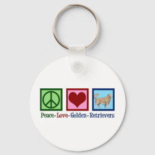 Peace Love Golden Retrievers Key Ring
