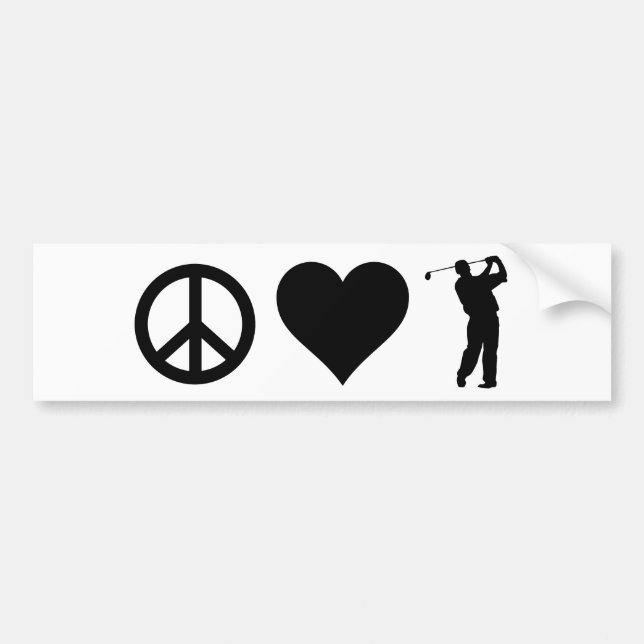 Peace Love Golf Bumper Sticker (Front)