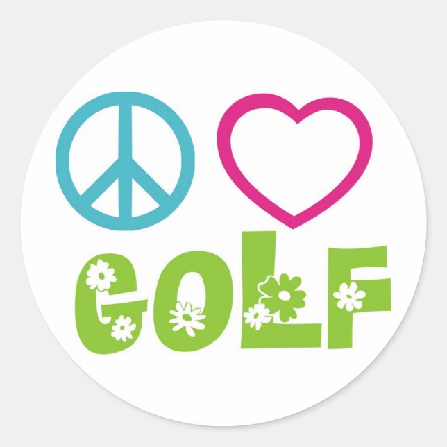 Peace Love Golf Classic Round Sticker (Front)