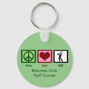 Peace Love Golf Custom Country Club or Course Key Ring