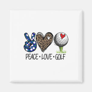 Peace Love Golf Funny Leopard Heart Golf Lovers Magnet