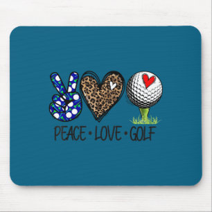 Peace Love Golf Funny Leopard Heart Golf Lovers  Mouse Pad
