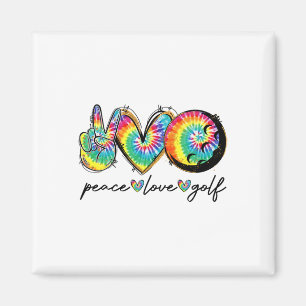 Peace Love Golf Funny Tie Dye Golf Lovers 1  Magnet