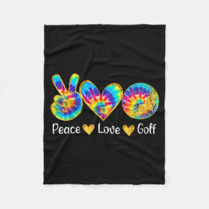 Peace Love Golf Funny Tie Dye Golf Lovers Fleece Blanket