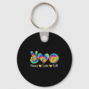 Peace Love Golf Funny Tie Dye Golf Lovers  Key Ring