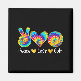 Peace Love Golf Funny Tie Dye Golf Lovers Magnet