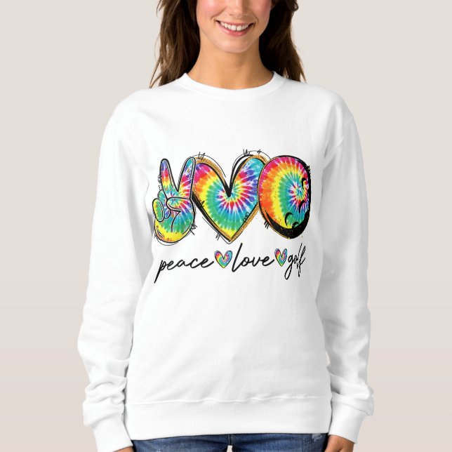 Peace Love Golf Funny Tie Dye Golf Lovers Sweatshirt (Front)