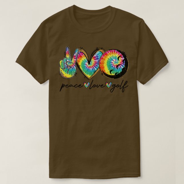 Peace Love Golf Funny Tie Dye Golf Lovers  T-Shirt (Design Front)