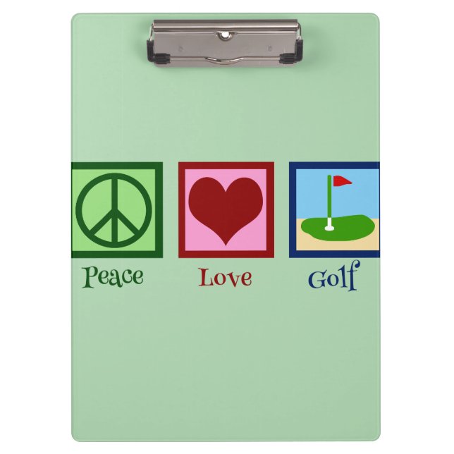 Peace Love Golf (green) Clipboard (Front)