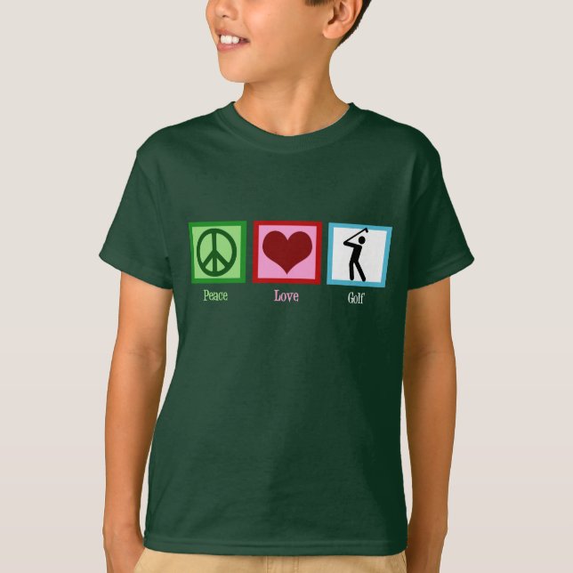 Peace Love Golf Kids T-Shirt (Front)