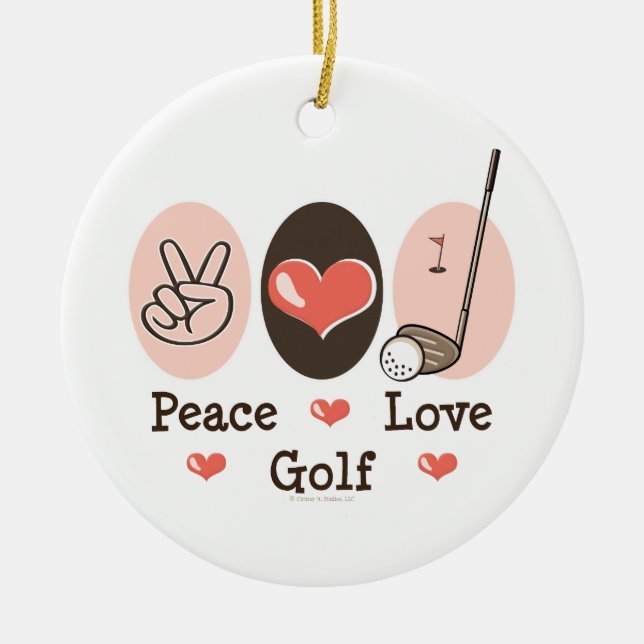 Peace Love Golf Ornament (Front)