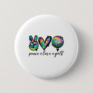Peace Love Golf Player Tie Dye Golf Lovers Funny 6 Cm Round Badge