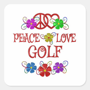 Peace Love Golf Square Sticker