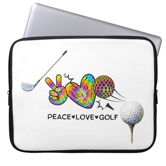 Peace Love Golf Tie-Dye Laptop Sleeve (Front)