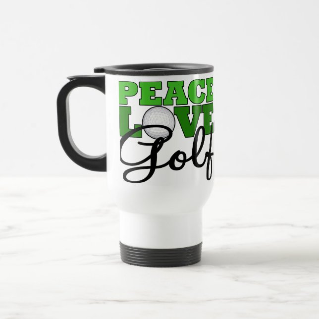 Peace, Love & Golf Travel Mug (Left)