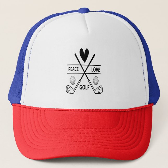 PEACE LOVE GOLF TRUCKER HAT (Front)