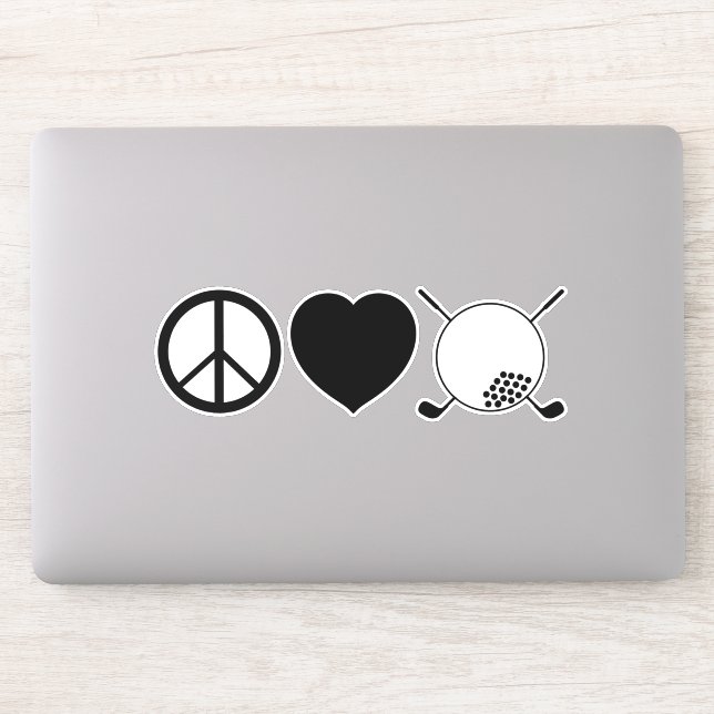 Peace Love Golf Vinyl Sticker (Computer)