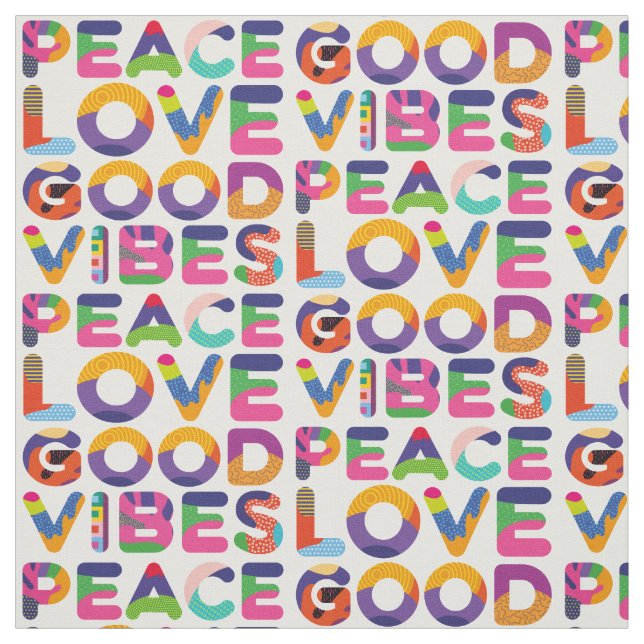 Peace Love Good Vibes Fabric (Swatch)