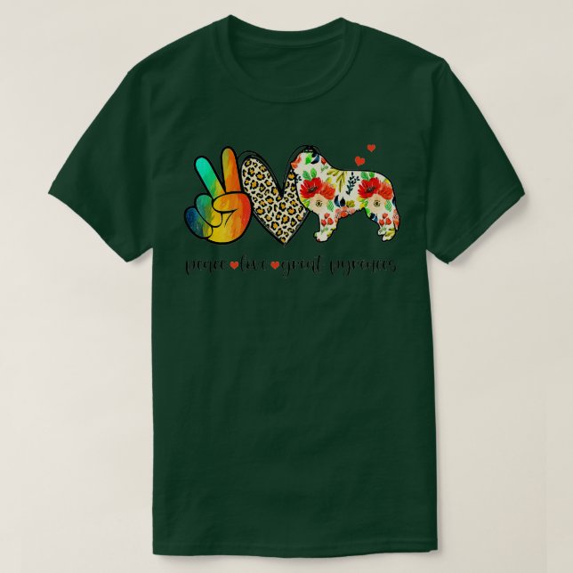 Peace Love Great Pyrenees Funny  For Dog Lover  T-Shirt (Design Front)