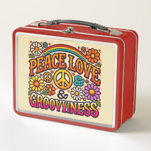 Peace, Love, & Grooviness Metal Lunchbox