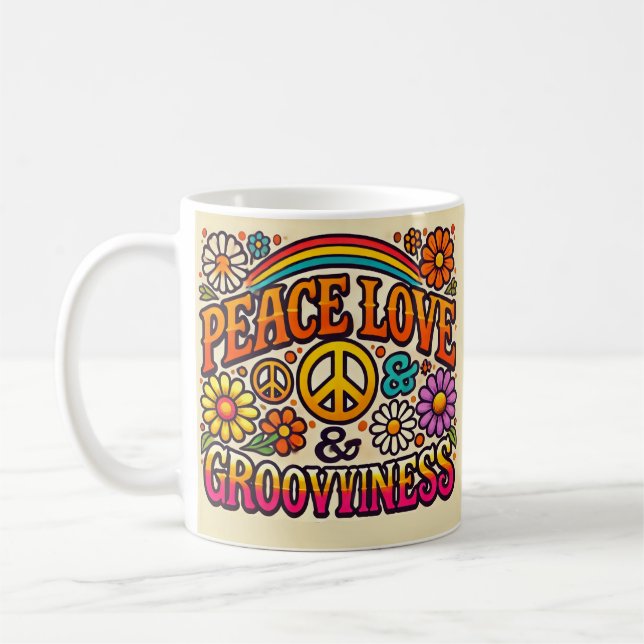 Peace, Love, & Grooviness Mug (Left)