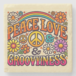 Peace, Love, & Grooviness Stone Coaster